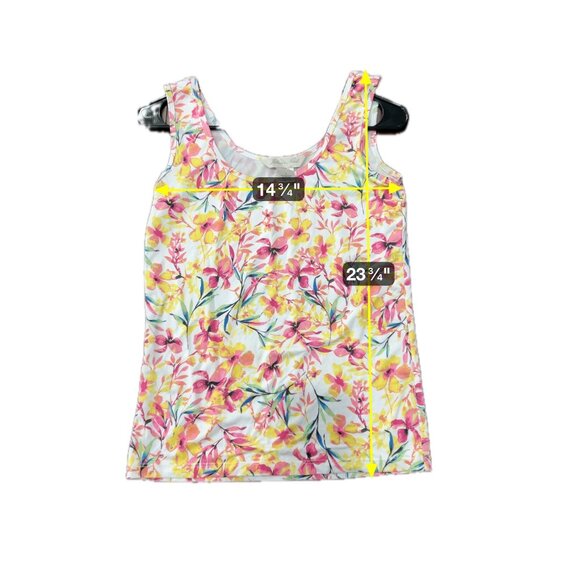 Jillian Nicole Womens Floral Tank Top White Pink Yellow Sleeveless Sz S - Picture 6 of 9